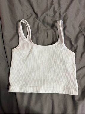 Amazon White Ribbed Crop Tank Top
